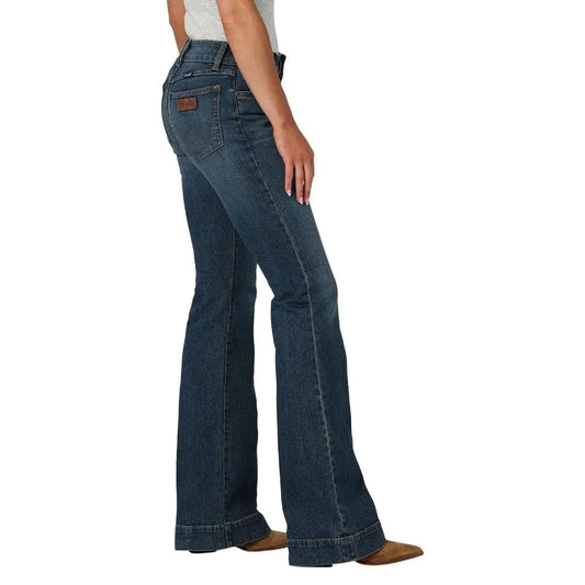 Wrangler Womens Retro Mae Wide Leg Trouser Janet Wash Jeans Denim