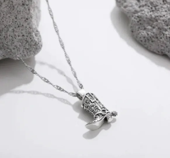 Retro Western Cowboy Boots Necklace