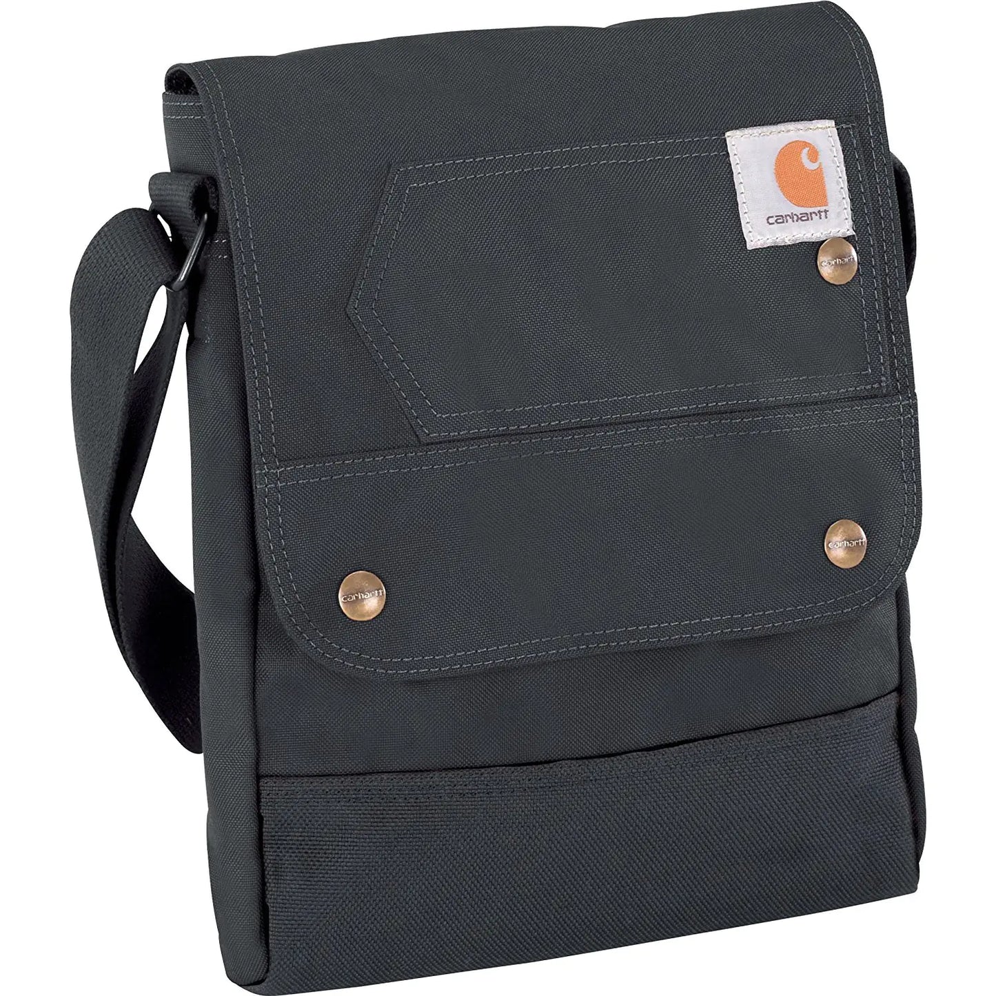 Carhartt Durable Adjustable Crossbody Bag with Flap Over Snap Closure Black
