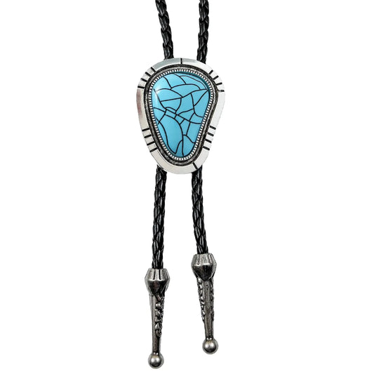 Turquoise Stone Bolo Tie Southwestern Cowboy Vintage