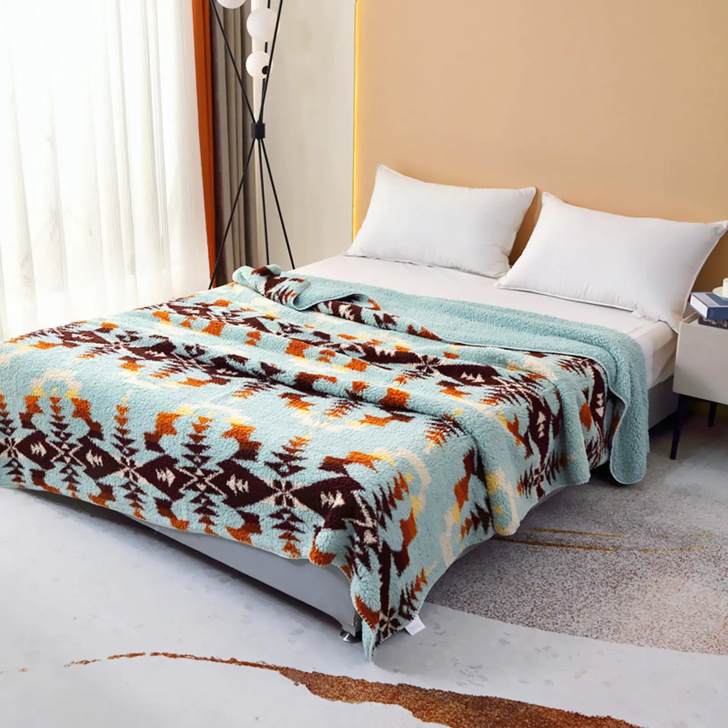 80 × 90 Ultra Soft Aztec Bed Blanket