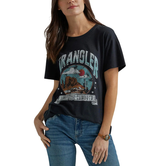 Wrangler Womens Western Retro Short-Sleeve Graphic T-Shirt Jet Black
