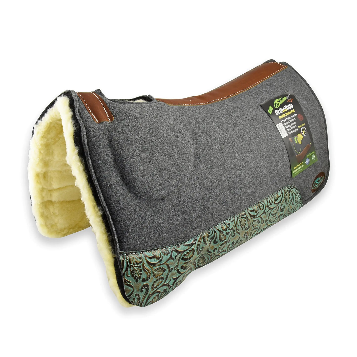 Southwestern Equine OrthoRide Correction Saddle - Fleece Bottom (31 x 32 Turquoise Bloom)