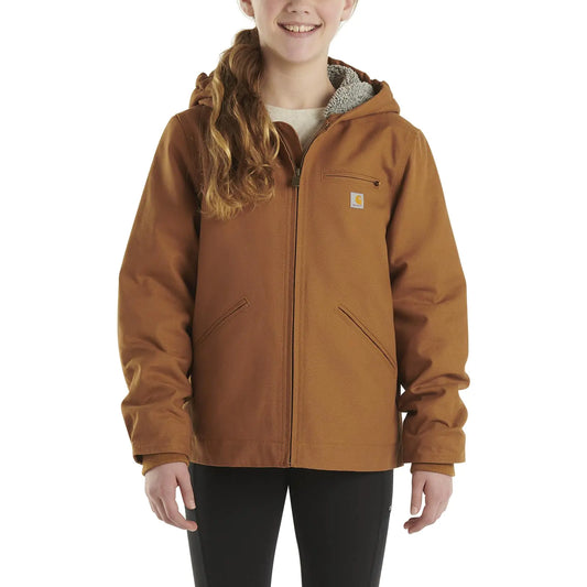 Carhartt Girls Big Sherpa Lined Jacket Coat Brown
