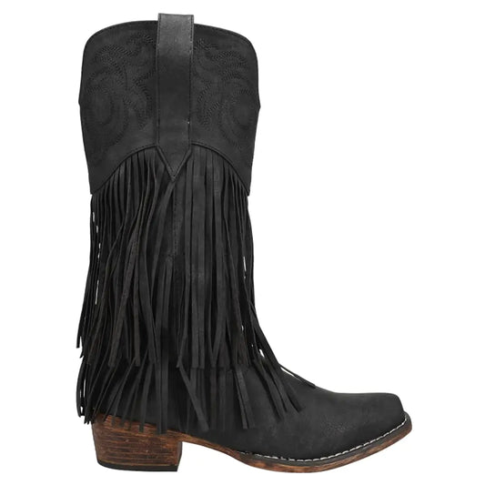 ROPER Womens Rickrack Snip Toe Casual Boots Mid Calf Low Heel 1-2" - Black - Size 6.5 M