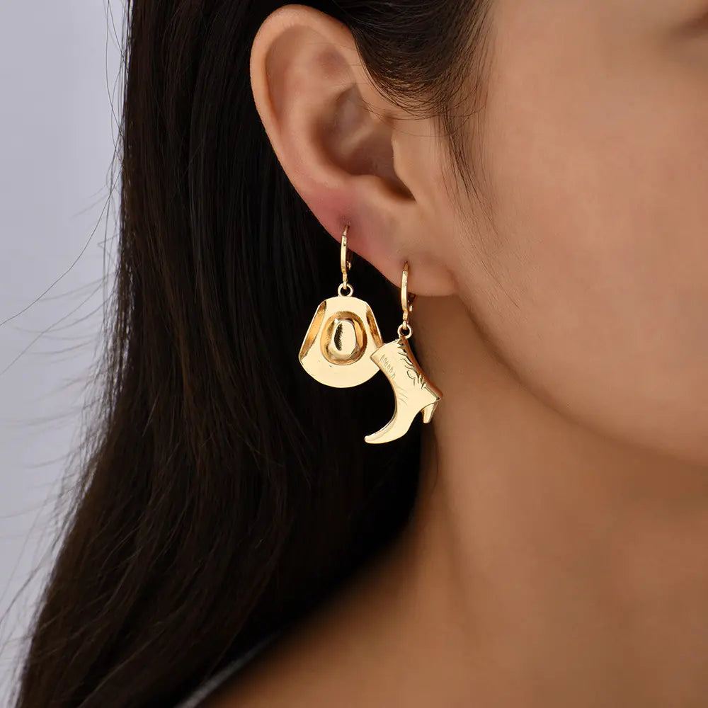 Cowboy Boots & Hat Earring Set