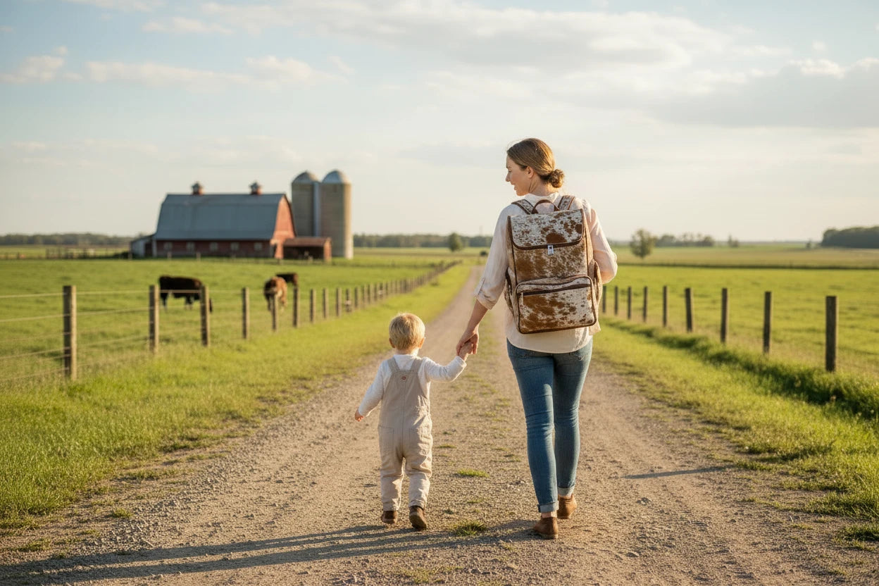 Cowhide Backpack Hair On | Fur Leather Backpack/ Diaper Bag