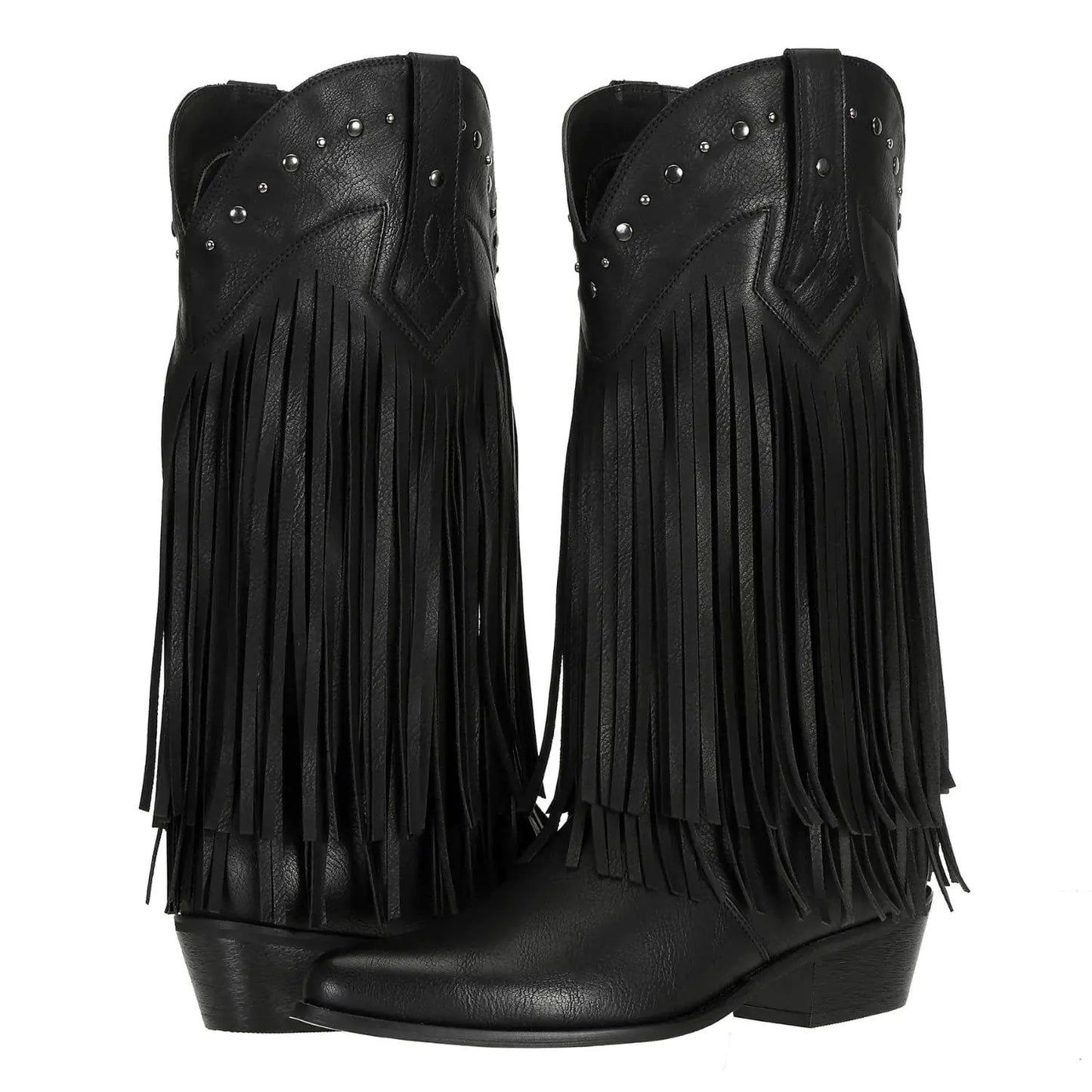 Womens Cowboy Boot Black Fringe