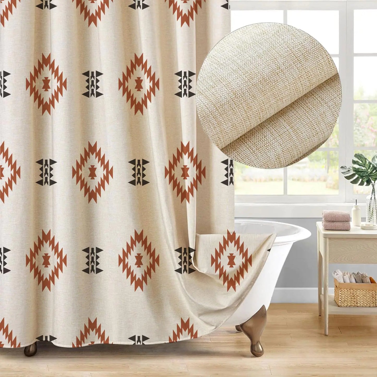 Southwest Linen Shower Curtain Aztec