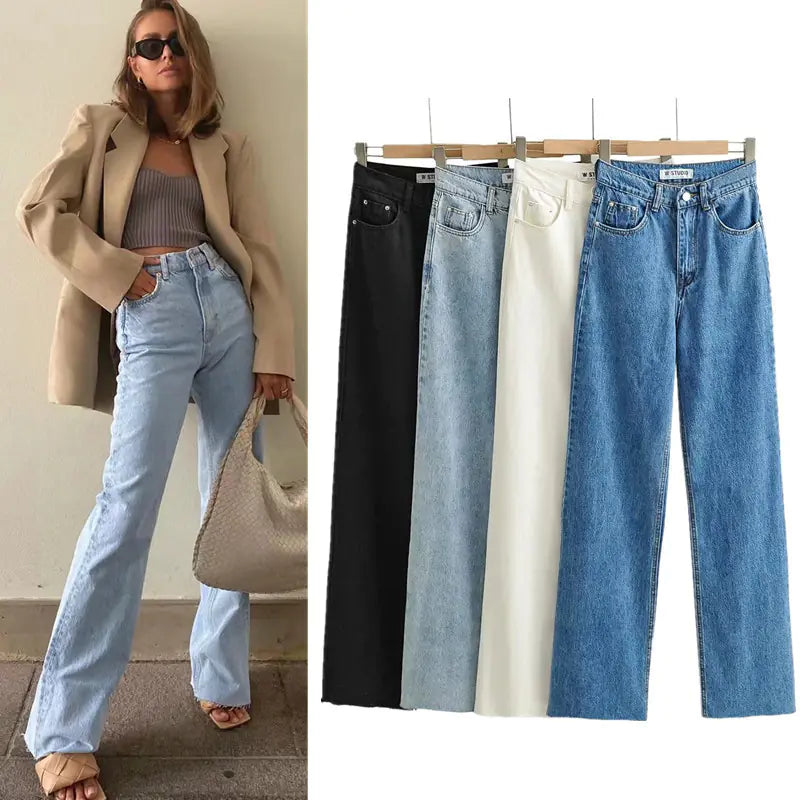 Distressed High-Waisted Fringe Trousers