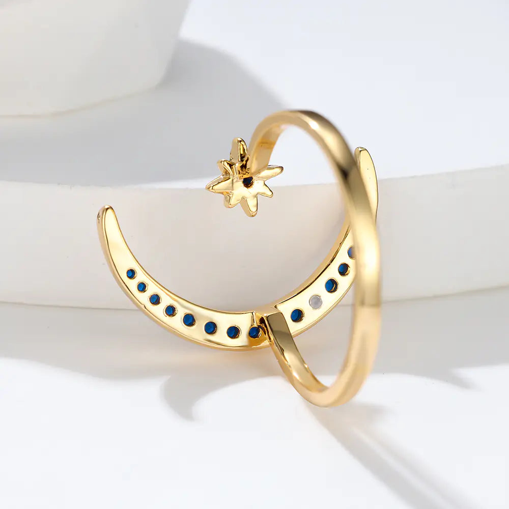 Bohemian Minimalist Blue Stone Women's Stacking Ring