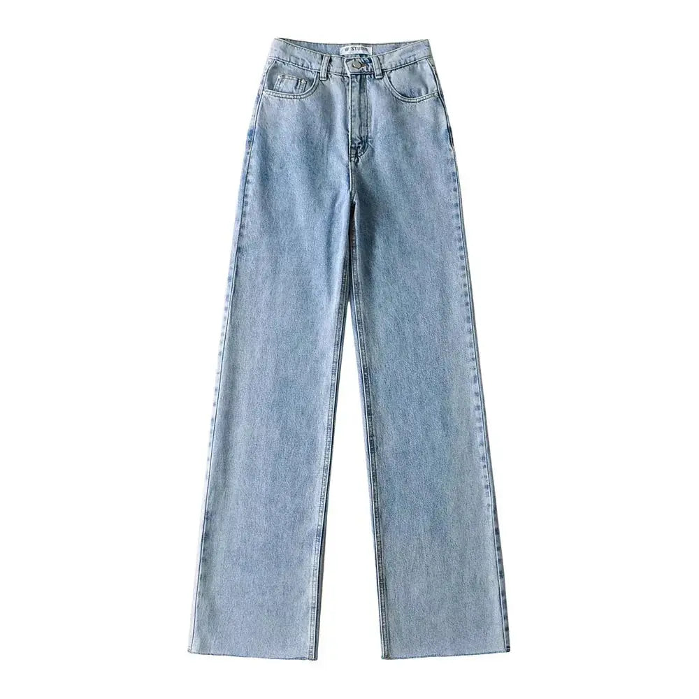 Distressed High-Waisted Fringe Trousers