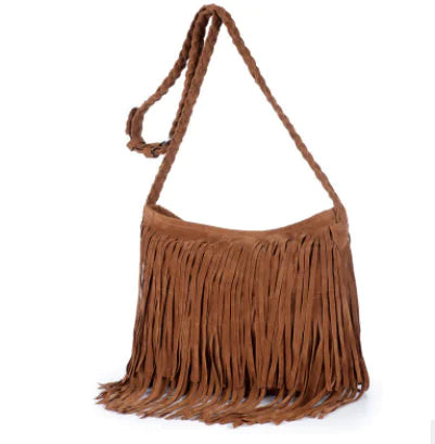 Women's Suede Fringe Shoulder Bag