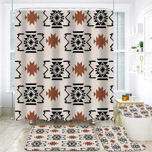4-Piece Western Aztec Shower Curtain Set