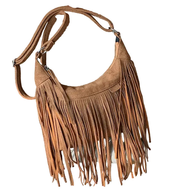 Women's Suede Fringe Shoulder Bag