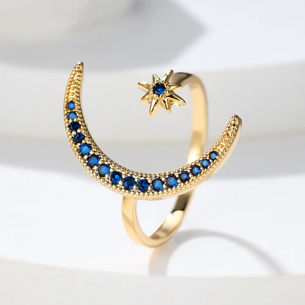 Bohemian Minimalist Blue Stone Women's Stacking Ring
