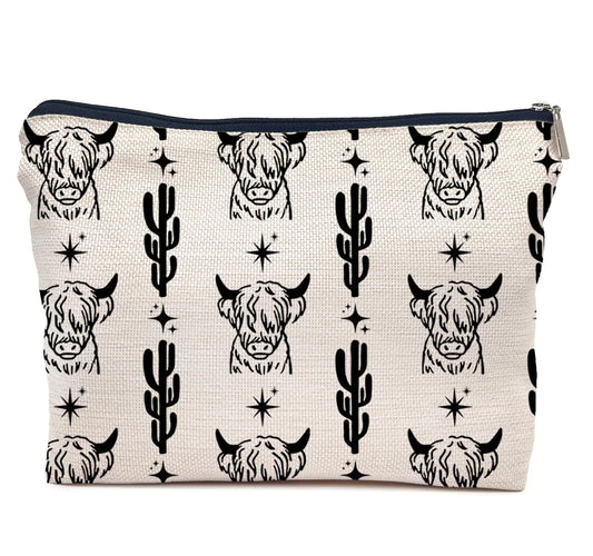 Western Highland Cow Makeup Bag