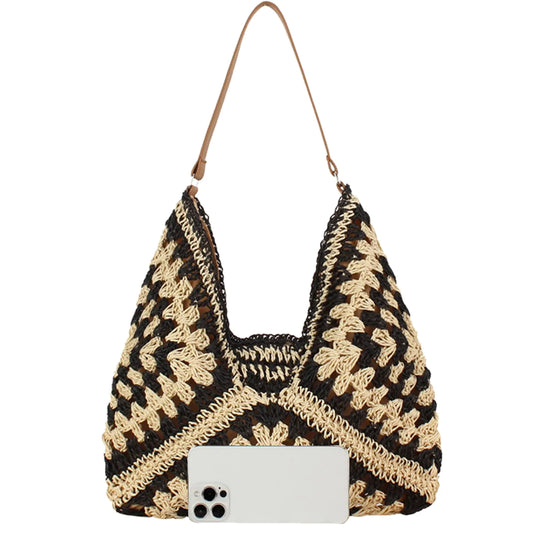 Boho Aztec Straw Bag