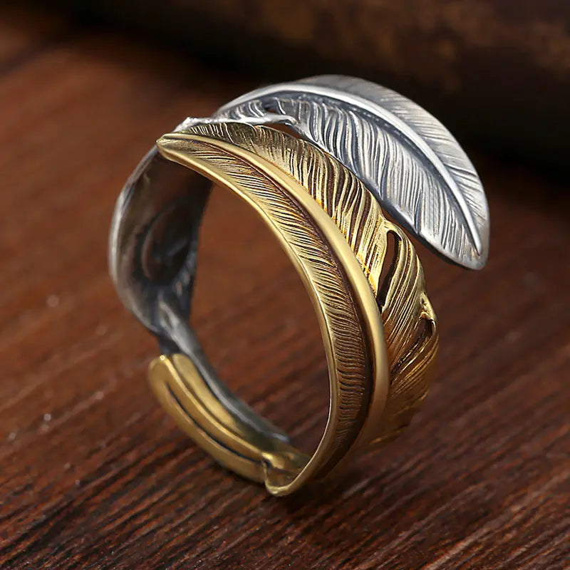 Vintage Women's Silver Feather Shape Ring