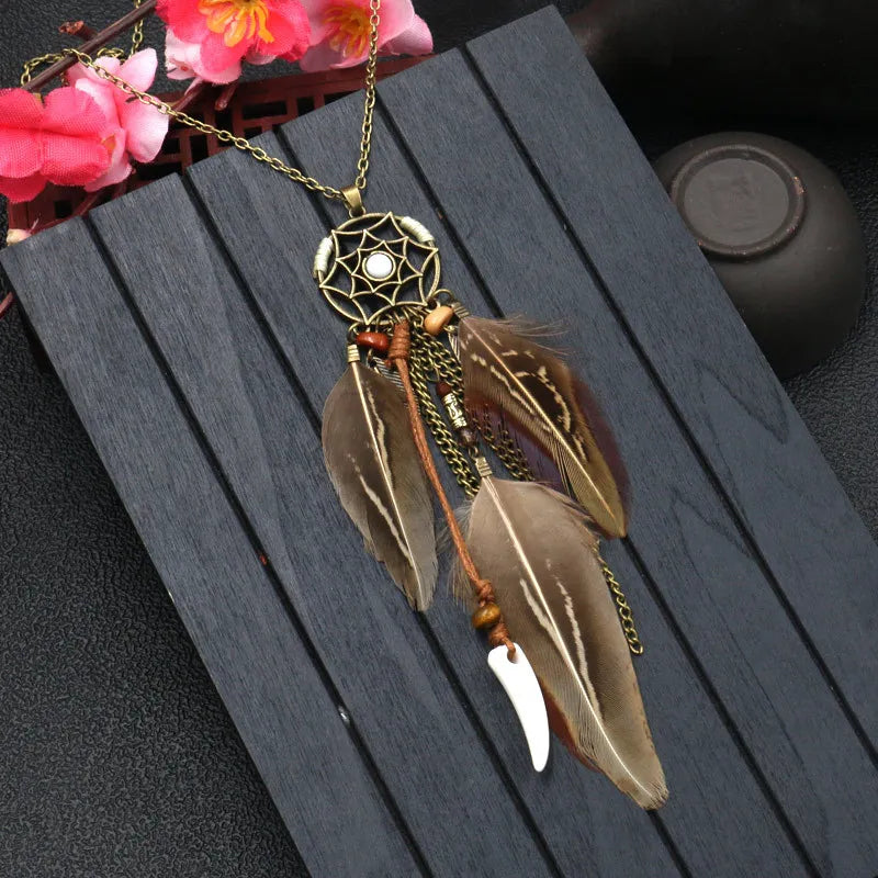 Feather Dream Catcher Necklace
