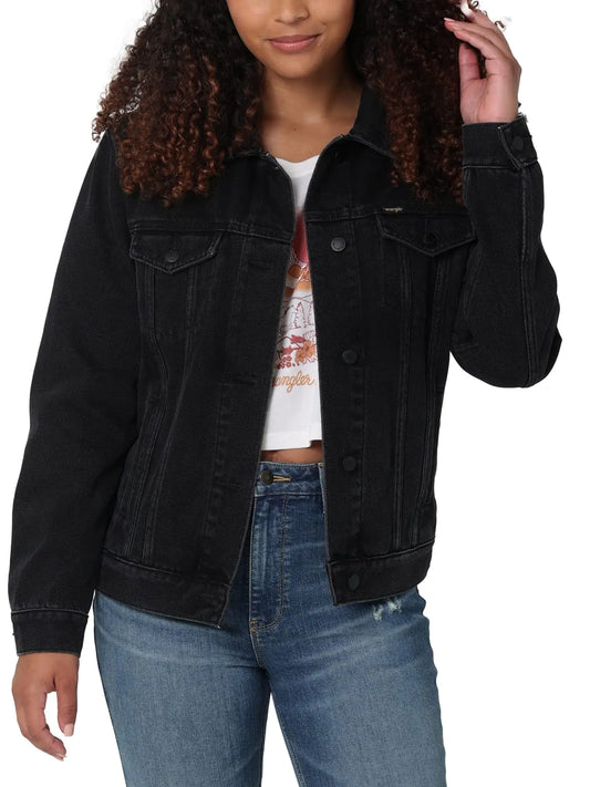 Wrangler Womens Relaxed Fit Memory Maker Jean Jacket Carbon