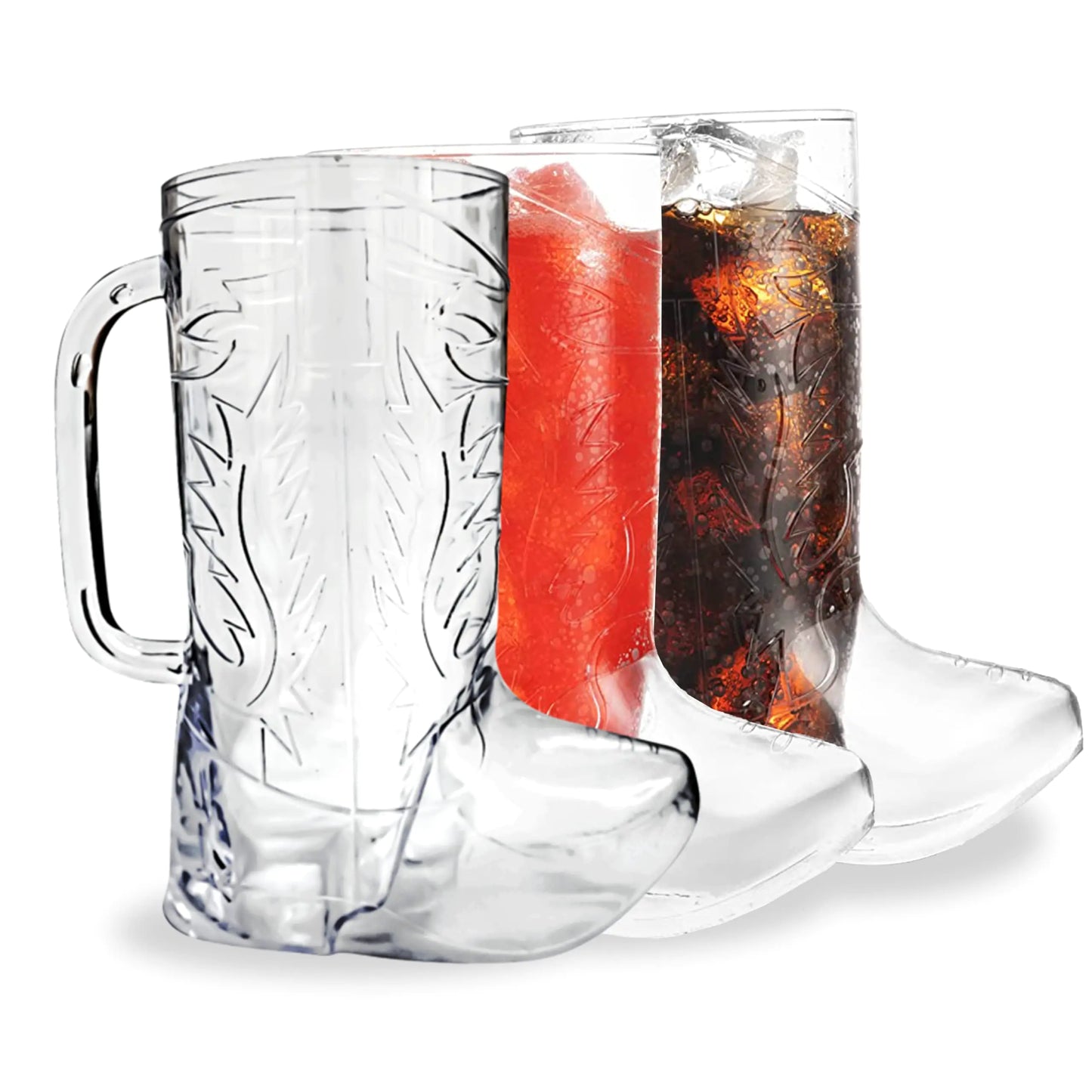 10Pcs Cowboy Boot Mug Cups (10 Pack) 17 oz Reusable Hard Plastic BPA Free