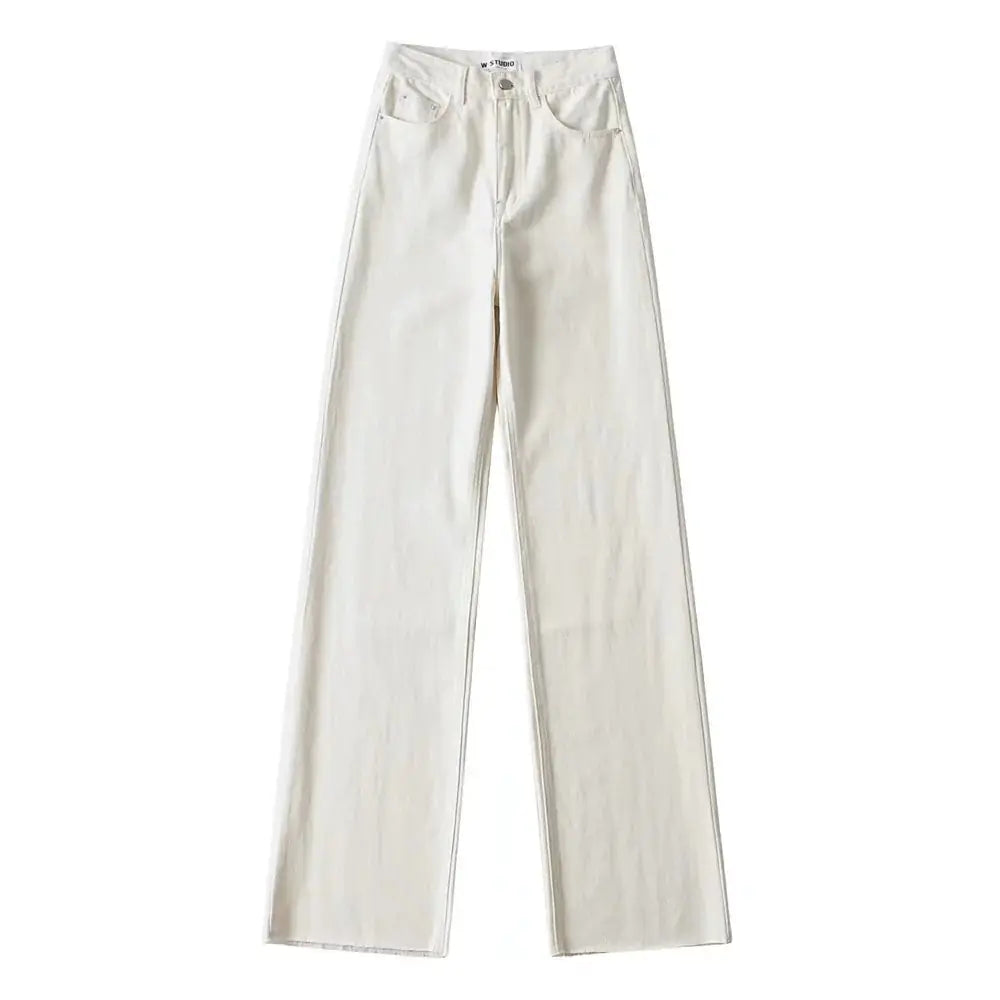 Distressed High-Waisted Fringe Trousers