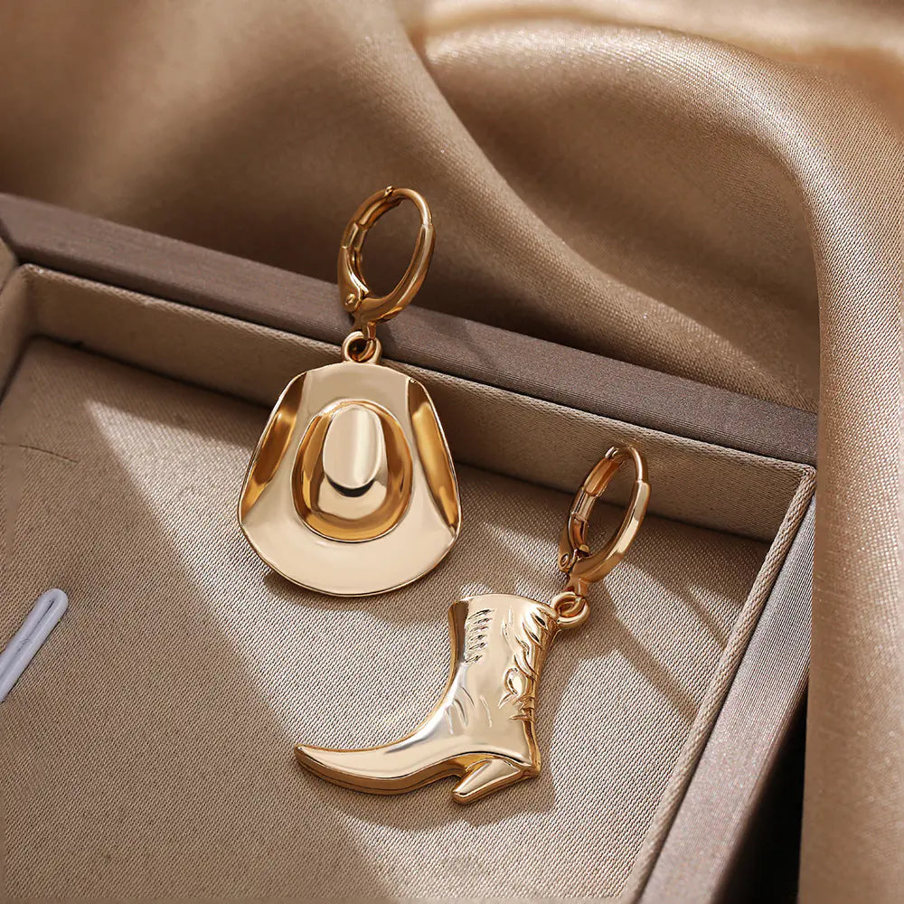 Cowboy Boots & Hat Earring Set