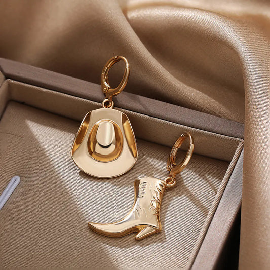 Cowboy Boots & Hat Earring Set