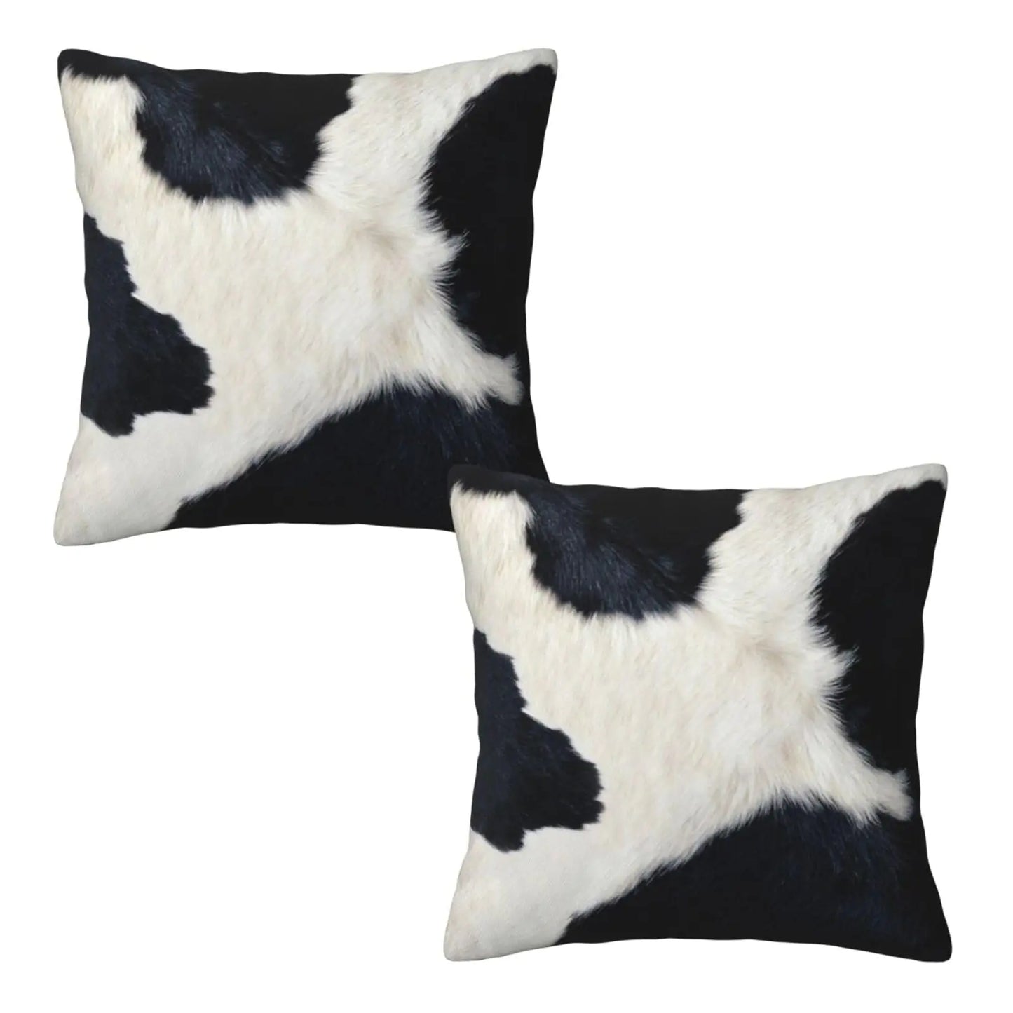 Western Cow Print Black and White Pillow Covers 20x20 Set of 2 Faux Fur