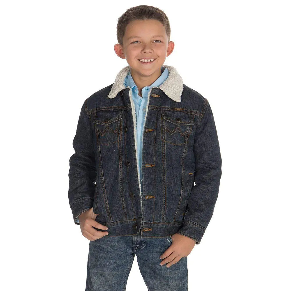 Wrangler Boys Big Western Lined Jacket Blanket Indigo