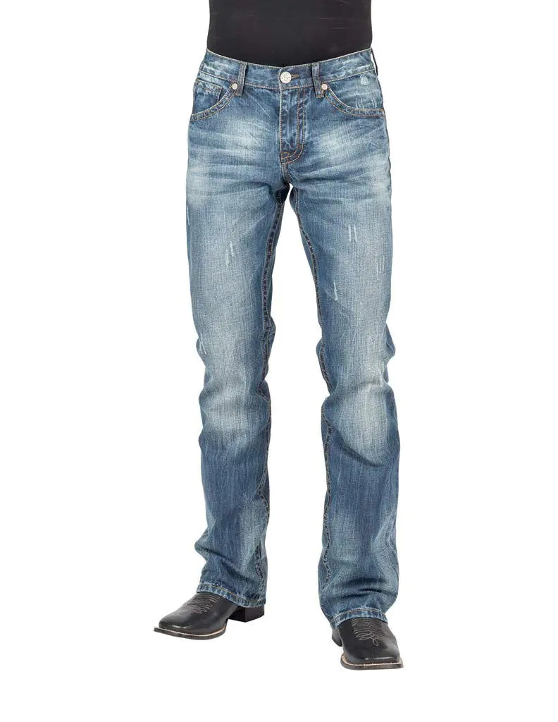 Stetson Mens 1014Rocker Fit Bootcut Jeans Blue 29W x 36L
