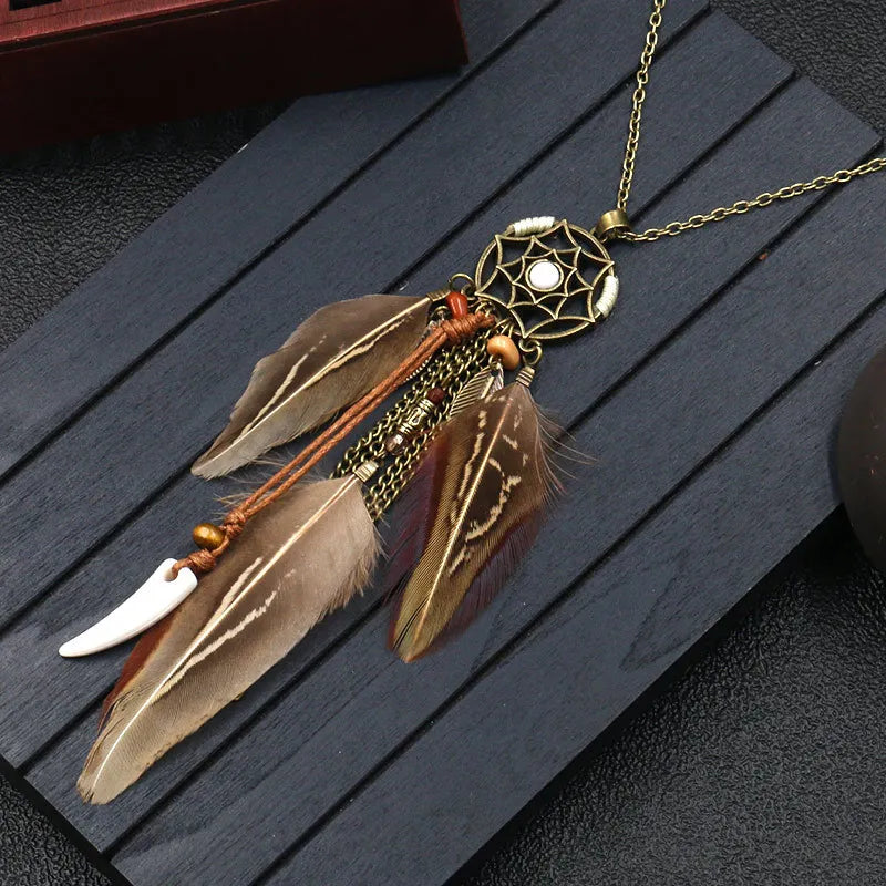 Feather Dream Catcher Necklace