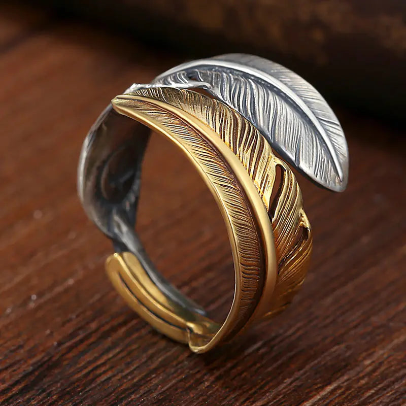 Vintage Women's Silver Feather Shape Ring