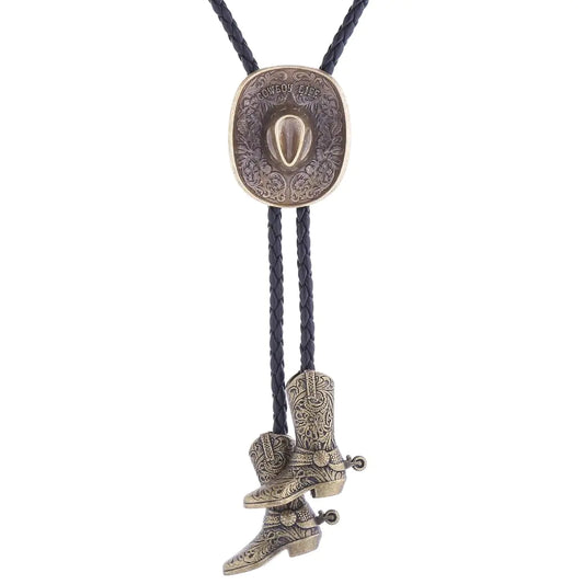 Western Cowboy Hat and Boots Bolo tie