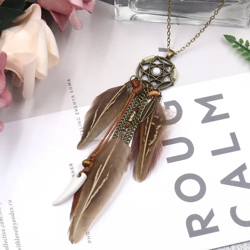 Feather Dream Catcher Necklace