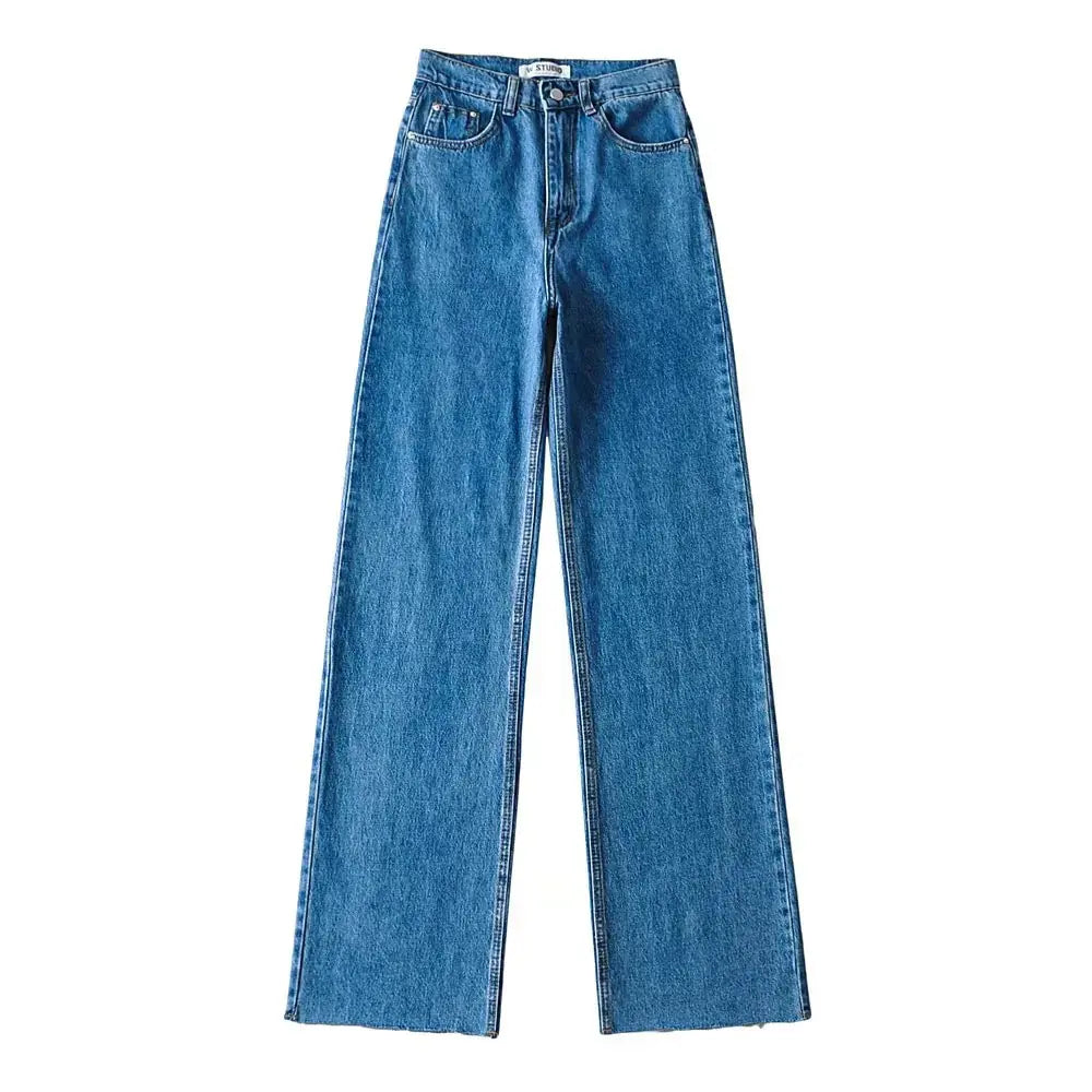 Distressed High-Waisted Fringe Trousers