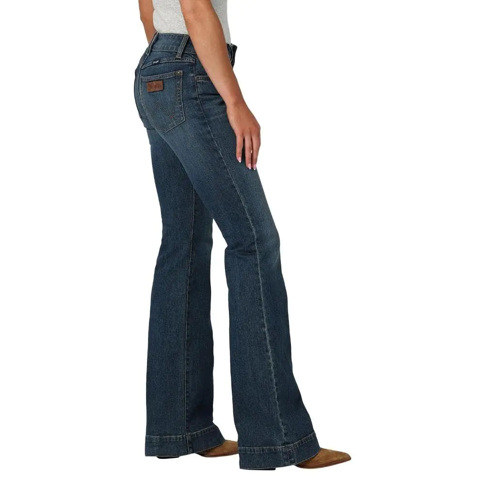 Wrangler Womens Retro Mae Wide Leg Trouser Janet Wash Jeans Denim