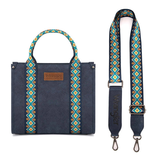 Montana West × Wrangler Aztec Tote Bag for Women Boho Shoulder Purse WG205A-8120SNVY/MST