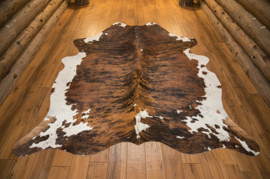 Brown Brindle Cowhide Rug Premium 6x7 ft