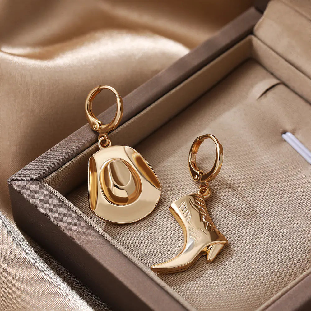 Cowboy Boots & Hat Earring Set