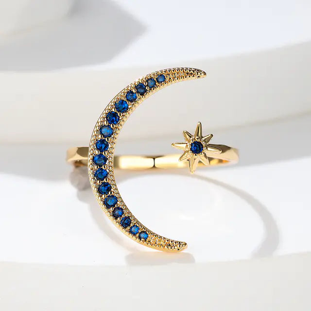 Bohemian Minimalist Blue Stone Women's Stacking Ring